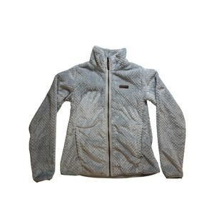 Columbia Fleece Jacket Womens Small Grey Excellent Full Zip High Pile Sherpa